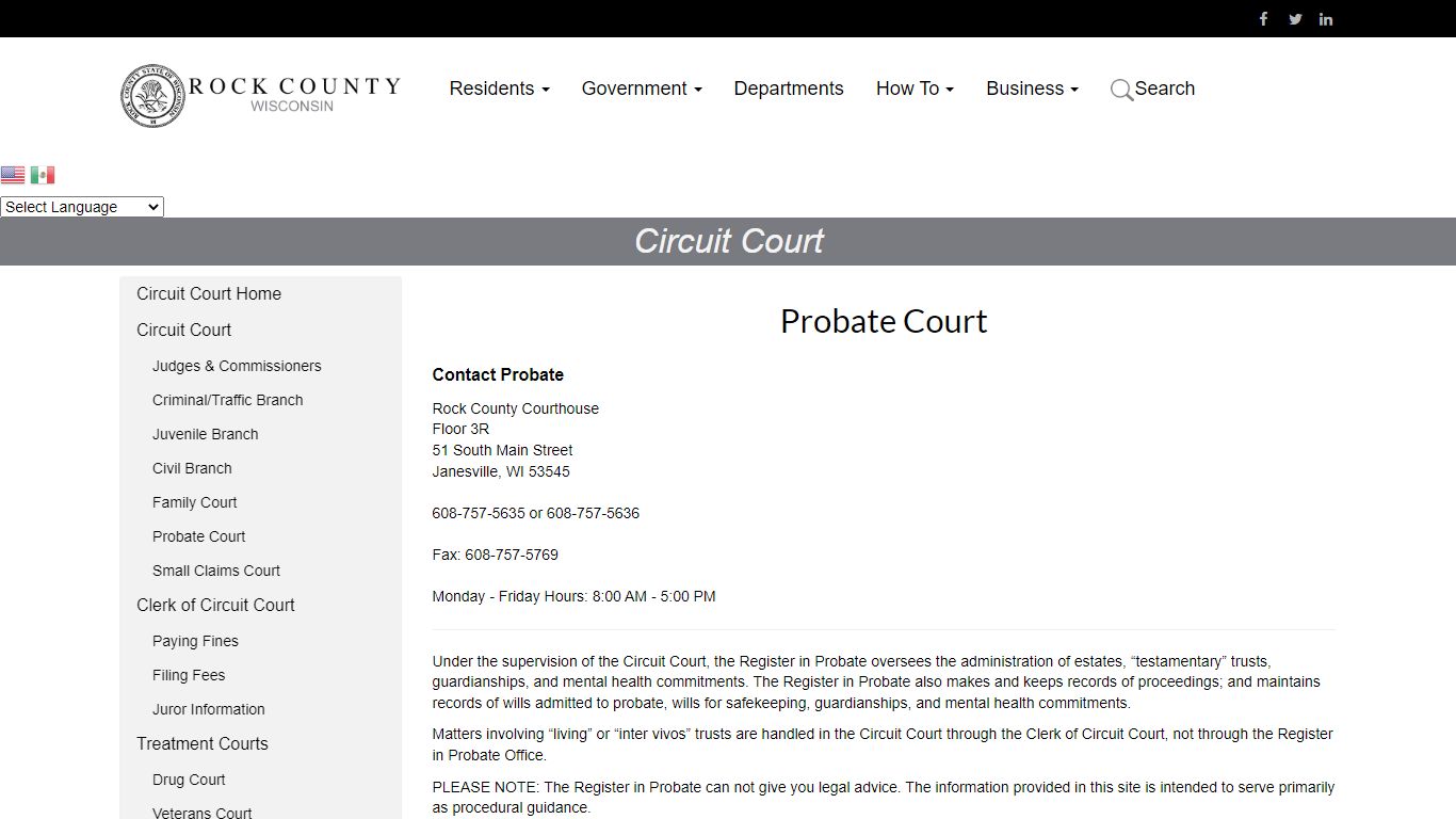 Rock County Wisconsin - Probate Court